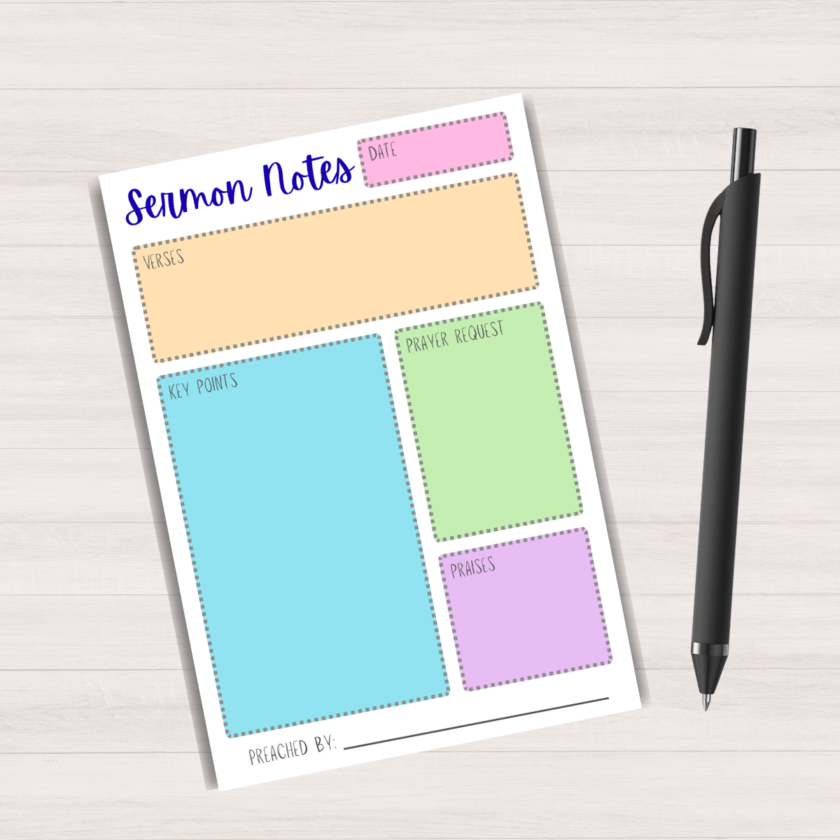 Sermon Notes Notepad
